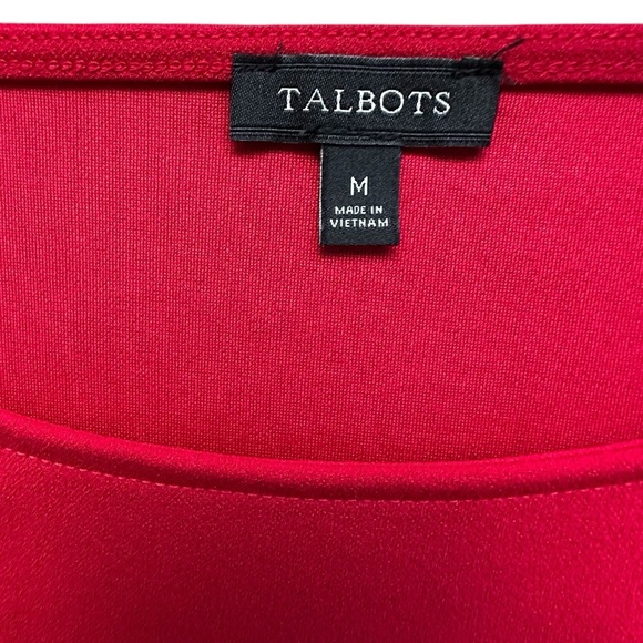 Talbots Vibrant Red Jersey Blouse with Tie Sleeves, Medium - Picture 4 of 8